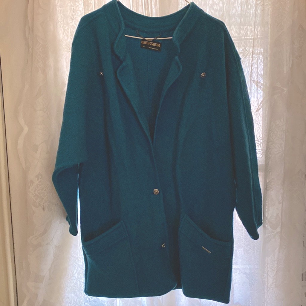 Vintage Geiger Teal Wool Car Coat